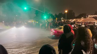 Hundreds watch as cars do donuts in Oakland sideshow [upl. by Asiilanna]