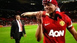 Patrice Evra Biting inflatible hand  Imitating Suarez [upl. by Girardo657]