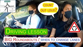 Driving Lesson On Big Roundabouts  Count The Exits Out Loud  How To Position [upl. by Melise]