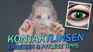 Anleitung Kontaktlinsen einsetzen ausziehen und Pflege  Tipps amp Tricks  UV Linsen Farblinsen [upl. by Llednol]