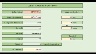 Opérations sur les dates avec Excel [upl. by Idnew704]