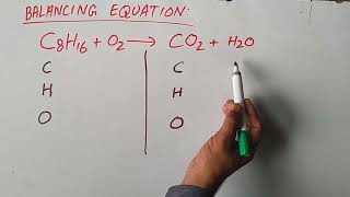 Balancing equation C8H16  O2  CO2H2O by inspection method [upl. by Eduardo]