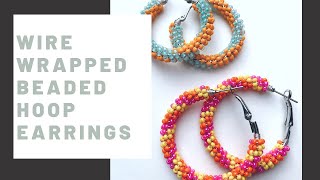 SUPER EASY Wire Wrapped Hoop Earrings  Beginners Beading Tutorial [upl. by Folberth]