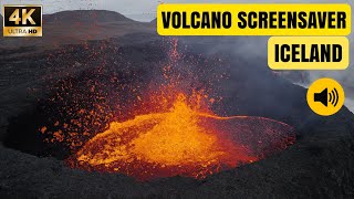 Lava Bubbling Cauldron Screensaver With Sound 4K Footage Of Iceland Volcano Splashing Apr 27 2024 [upl. by Nieberg158]