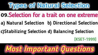 MCQs on Types of Natural Selection  Evolution  Most Important Questions [upl. by Rumney]