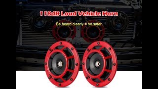 Best Car Loud Round Horn Speaker 2018  118dB Loud Metal Vehicle Horn [upl. by Oiziruam573]