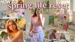 how to SPRING LIFE RESET🍓✨deep cleaning amp redecorating my messy room🧺getting back into fitness [upl. by Heiskell]