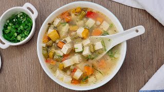 Simple amp Healthy Vegan Tofu Veggie Soup [upl. by Rotceh712]