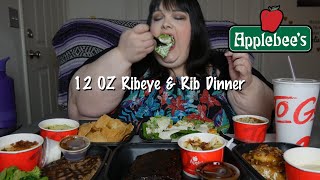 Applebees 12 OZ Ribeye amp Rib Dinner Mukbang [upl. by Solberg719]