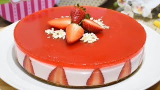 ✅ TARTA DE FRESAS Y YOGUR  Tarta Sin Horno 🍓 [upl. by Dalpe]