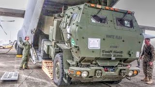 Loading HIMARS Rocket Onto KC130J Aircraft [upl. by Arag]