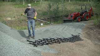 Putting Down Gravel Driveway Using Geocell Our Solution for Long Steep Slope [upl. by Tonina]