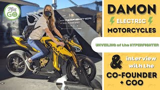 First Look Electric Motorcycle  Walkaround of the Damon Hyperfighter Superbike [upl. by Onig542]