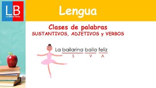 Clases de palabras SUSTANTIVOS VERBOS Y ADJETIVOS✔👩‍🏫 PRIMARIA [upl. by Vivia]