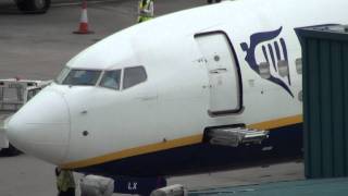 Ryanair Boeing 737800 landing and taxidoor open Cork Airport [upl. by Yahsram]