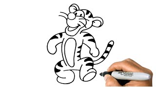 How to draw Tigger  Winnie the Pooh [upl. by Atnovart]