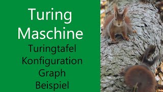 Turingtafel und Konfiguartion einer Turingmaschine mit Graph und Beispiel [upl. by Brod225]