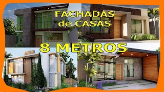 💥 FACHADAS de CASAS MODERNAS de 8 Metros de Frente 20 Ideas con PLANOS [upl. by Assirehs]