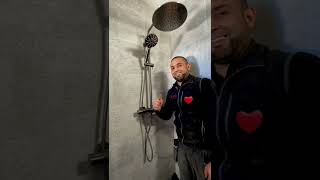 How to install a thermostatic shower faucet with a rain shower head diy [upl. by Coltson]