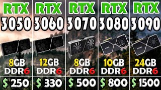 RTX 3050 vs 3060 vs 3070 vs 3080 vs 3090  I9 12900K  TEST IN 10 GAMES [upl. by Girish]