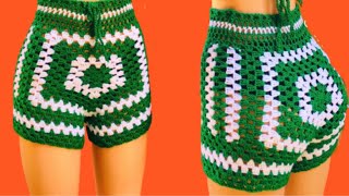 Crochet easy granny square shorts [upl. by Sredna]