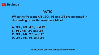 Arranging Fractions When the fractions 4⁄8  2⁄3  1⁄5 and 3⁄4 are arranged in descending order the [upl. by Shep42]