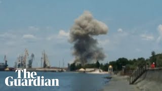 Explosions hit Berdiansk port in Russianoccupied Ukraine [upl. by Vona]