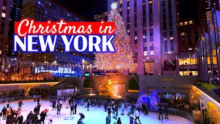 NEW YORK Christmas Eve 🎁 Christmas Night Walking Tour 4K [upl. by Rebmat]