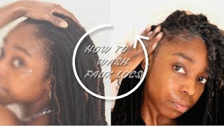 HOW TO wash faux locsbox braids  crochet tips amp maintenance  NO FRIZZ [upl. by Llyrat47]