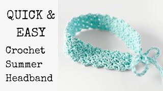 Easy Crochet Summer Headband Pattern  Whispering Lace Cotton Crochet Hair band Tutorial [upl. by Seidel480]