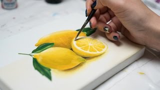 How to draw Lemons training  Acrylic painting  Homemade Illustration [upl. by Eivol]