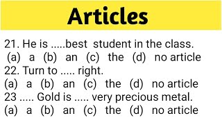 Articles  A An The  Articles in English Grammar Articles Practice Set [upl. by Marnie]