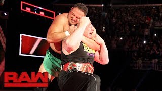 Samoa Joe traps Brock Lesnar in the Coquina Clutch Raw June 26 2017 [upl. by Enitsuj109]