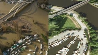 River Thames flooding before and after aerials [upl. by Tnahsarp]