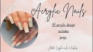 Acrylic nails  all acrylic design  Inc prep [upl. by Hamitaf185]