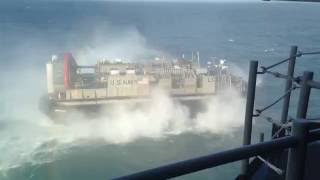 An LCAC Landing Craft Air Cushioned disembarking USS Bataan LHD5 [upl. by Elyr185]