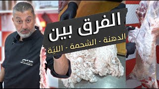 شو الفرق بين الدهنة، الشحمة، و اللية بالخروف؟ 🐑🔍وكيف بيلعب اللحام فيها  ليّة و دهنة و شحمة 🧈 [upl. by Hulbert]