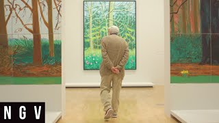 DAVID HOCKNEY REFLECTS ON THE EXHIBITION DAVID HOCKNEY CURRENT [upl. by Ateekram247]