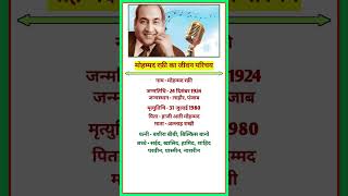 Mohammad Rafi Jeewan Parichay biography mohammad shorts bio trending youtubeshorts jiwani [upl. by Alram305]