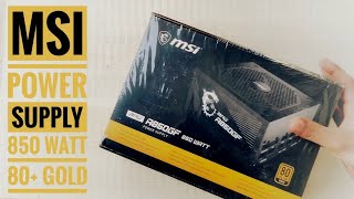 Msi Power Supply MPGA850GF 80 Gold Unboxing [upl. by Sille]