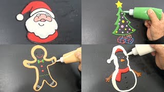 Christmas Pancake Art  Santa Christmas Tree Gingerbread Man Snowman [upl. by Eimmij]