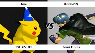 Axe vs KoDoRiN  SoCal Star League 6 D1  Semi Finals [upl. by Elumas]