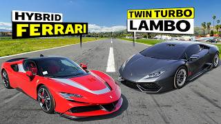 Supercar Drag Race Showdown Freddylsxs Lamborghini Huracán vs Hybrid Ferrari SF90 Stradale [upl. by Aseretairam]