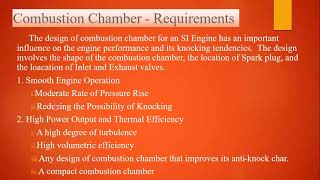 Requirements of Combustion Chamber in IC engine  Combustion chamber stages in IC Engine [upl. by Eak]