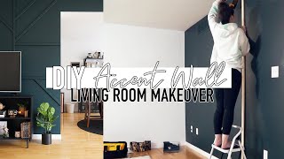 DIY 100 Geometric Accent Wall  LIVING ROOM MAKEOVER [upl. by Micco]