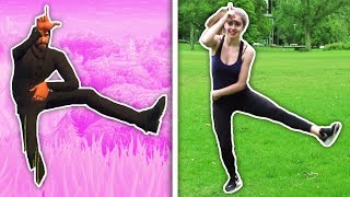 ALL FORTNITE DANCES IN REAL LIFE CHALLENGE  NEW EMOTES [upl. by Zeiler626]