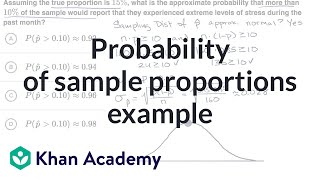 Probability of sample proportions example  Sampling distributions  AP Statistics  Khan Academy [upl. by Johppah731]