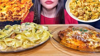 ASMR CREAMY PASTA  CHEESY LASAGNA MUKBANG  EATING SOUNDS [upl. by Coniah]