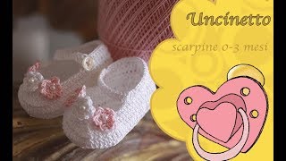 Uncinetto bimbi scarpina ballerina 03 mesiHow to do shoes dancer 03 months [upl. by Prager]