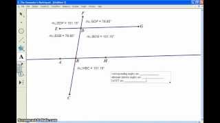 Parallel Lines and a Transversal in Geometers Sketchpad [upl. by Ydarg]